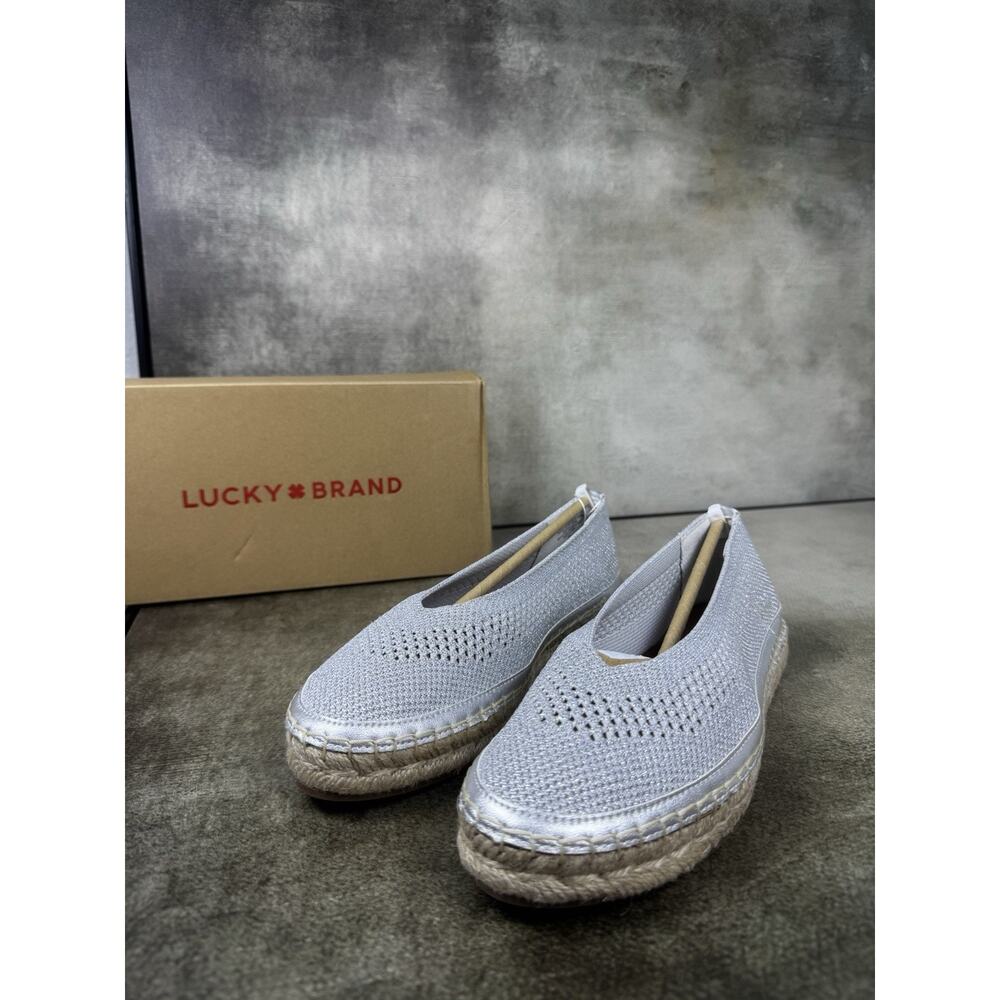 Lucky Brand LK-Orena Silver Knit Slip-On Flats Women’s 9M Ortholite